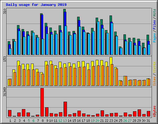 Daily usage for January 2019