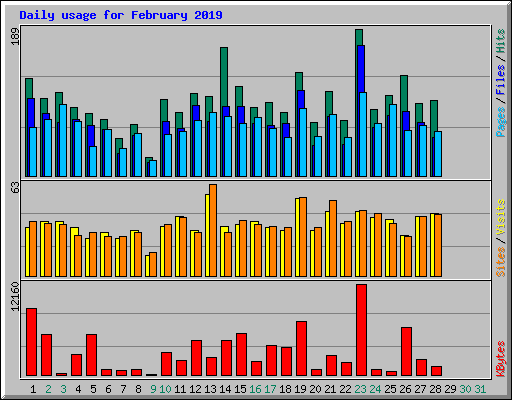 Daily usage for February 2019