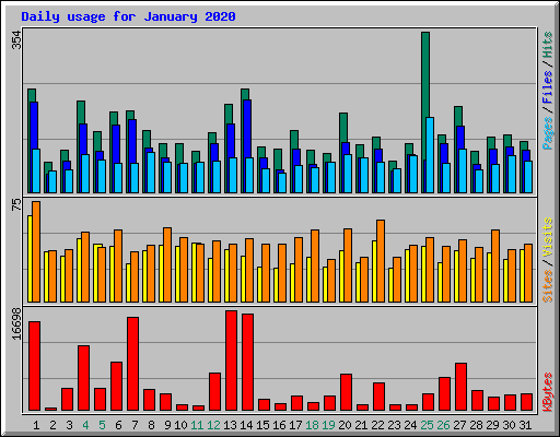Daily usage for January 2020